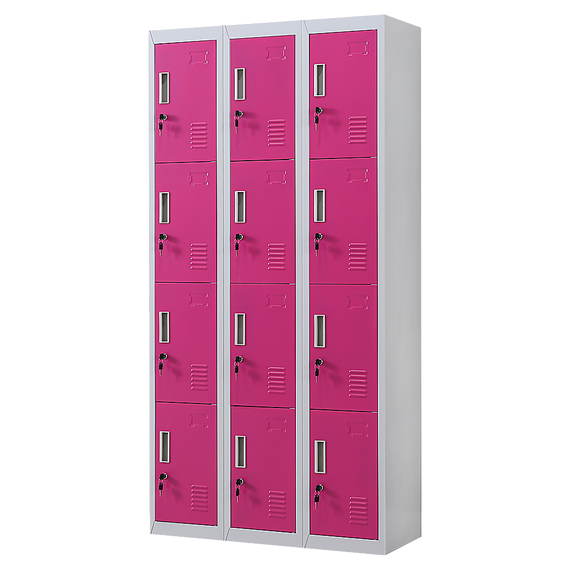 12-Door Locker for Office Gym Shed School Home Storage - Standard Lock with 2 Keys