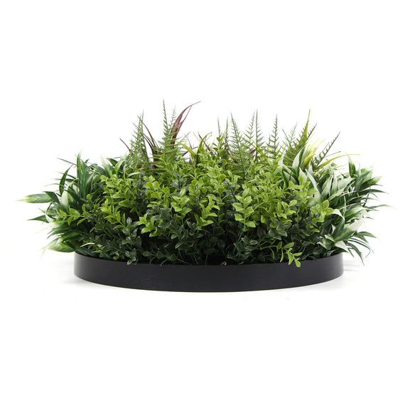 Slimline Artificial Green Wall Disc Art 50cm Green Field UV Resistant (Black)