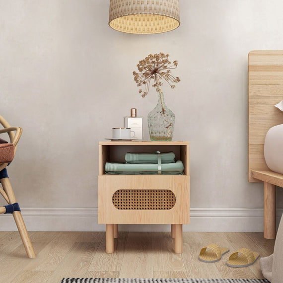 Kailua Rattan Bedside Table in Maple