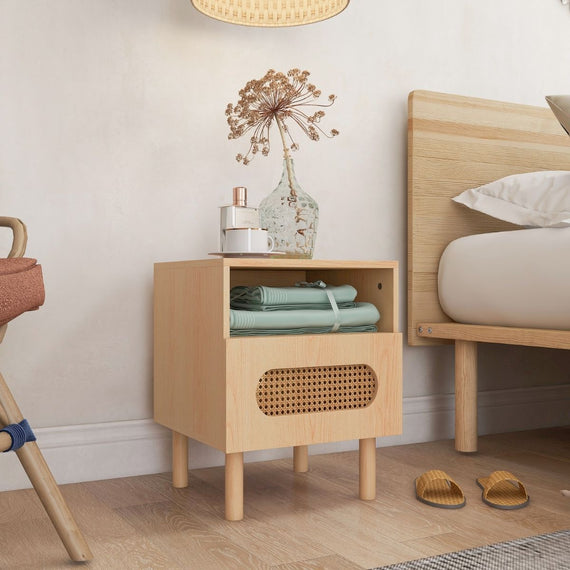 Kailua Rattan Bedside Table in Maple