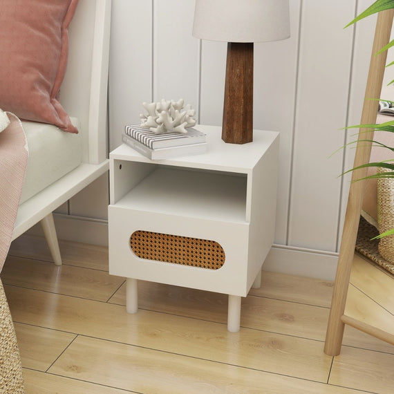 Kailua Rattan Bedside Table in White