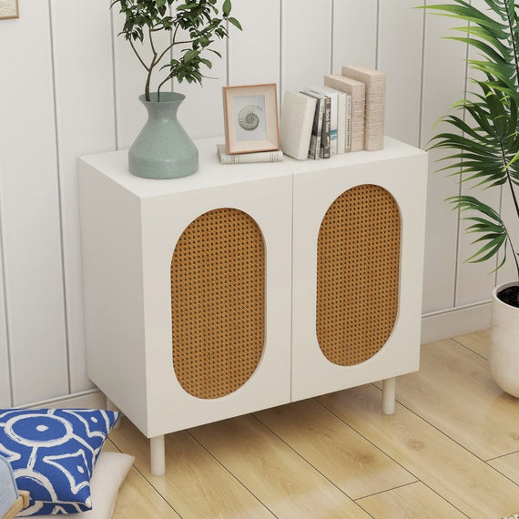 Kailua Rattan 2-Door Accent Cabinet in White