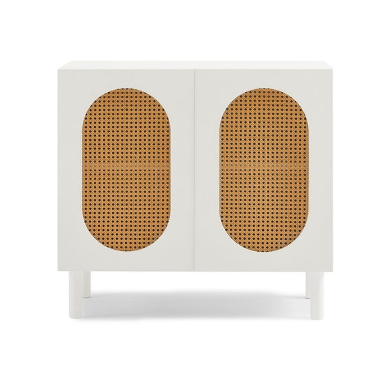 Kailua Rattan 2-Door Accent Cabinet in White