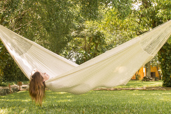 Outdoor undercover Mayan Legacy Nylon Mexican Hammock in Marble colour