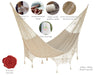 Mayan Legacy Queen Size Deluxe Outdoor Cotton Mexican Hammock in Cream Colour