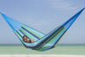 Mayan Legacy Queen Size Outdoor Cotton Mexican Hammock in Oceanica Colour