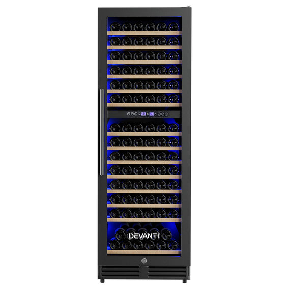 Devanti Wine Cooler Fridge Dual Zone 154 Bottles