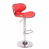 2X Red Bar Stools Faux Leather Mid High Back Adjustable Crome Base Gas Lift Swivel Chairs