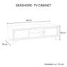 TV Cabinet with 2 Storage Drawers Cabinet Solid Acacia Wooden Entertainment Unit in Sliver Bruch Colour