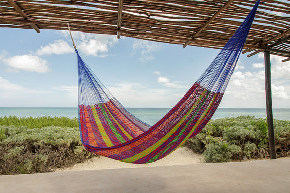 Mayan Legacy Queen Size Super Nylon Mexican Hammock in Mexicana Colour